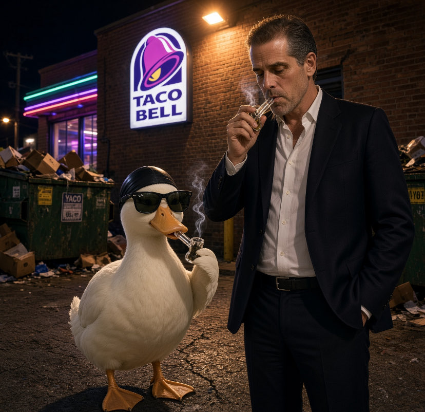 Nasduck at a late night taco joint
